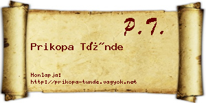 Prikopa Tünde névjegykártya